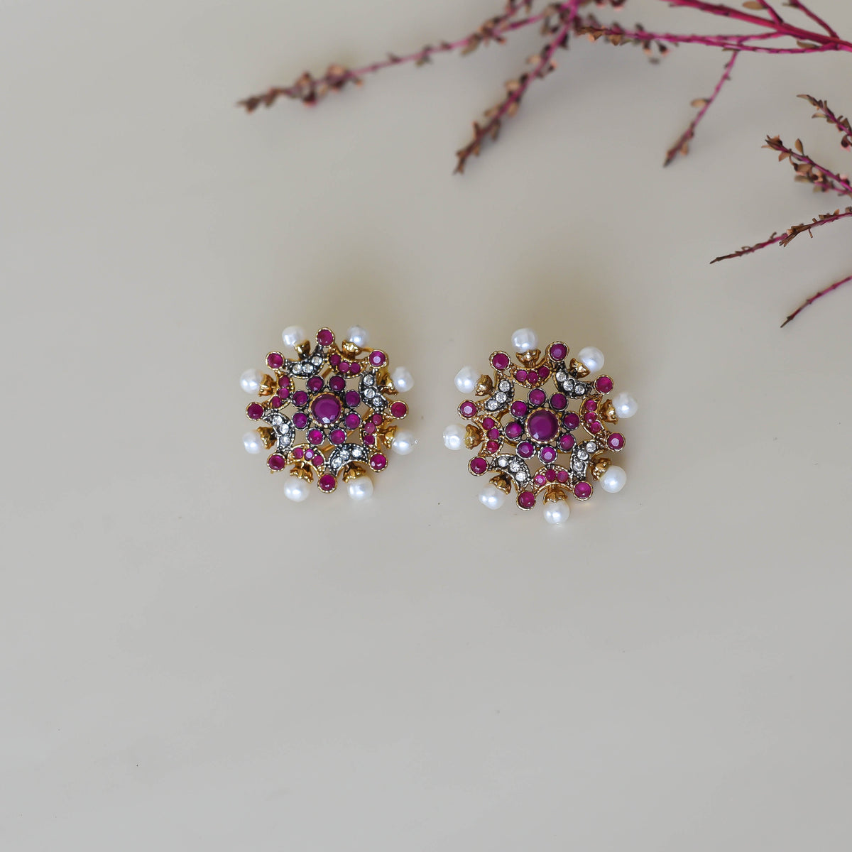 Maya Studs - Ruby